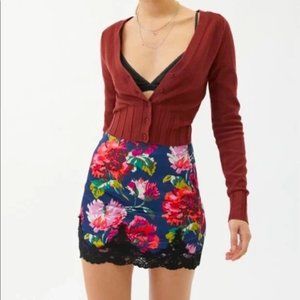 Urban Outfitters - NWT Floral Mini Skirt with Lace Trim